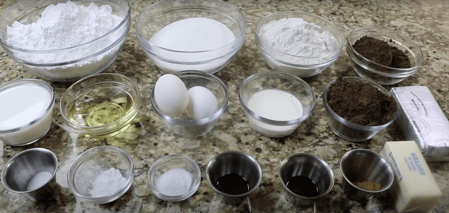 Ingredients for chocolate cake